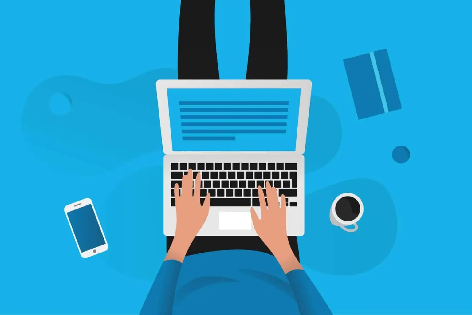 Seseorang yang merefleksikan diri dengan mengetik di laptop