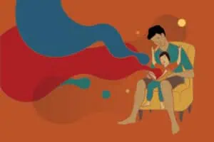 Seorang ayah yang mengasuh anak