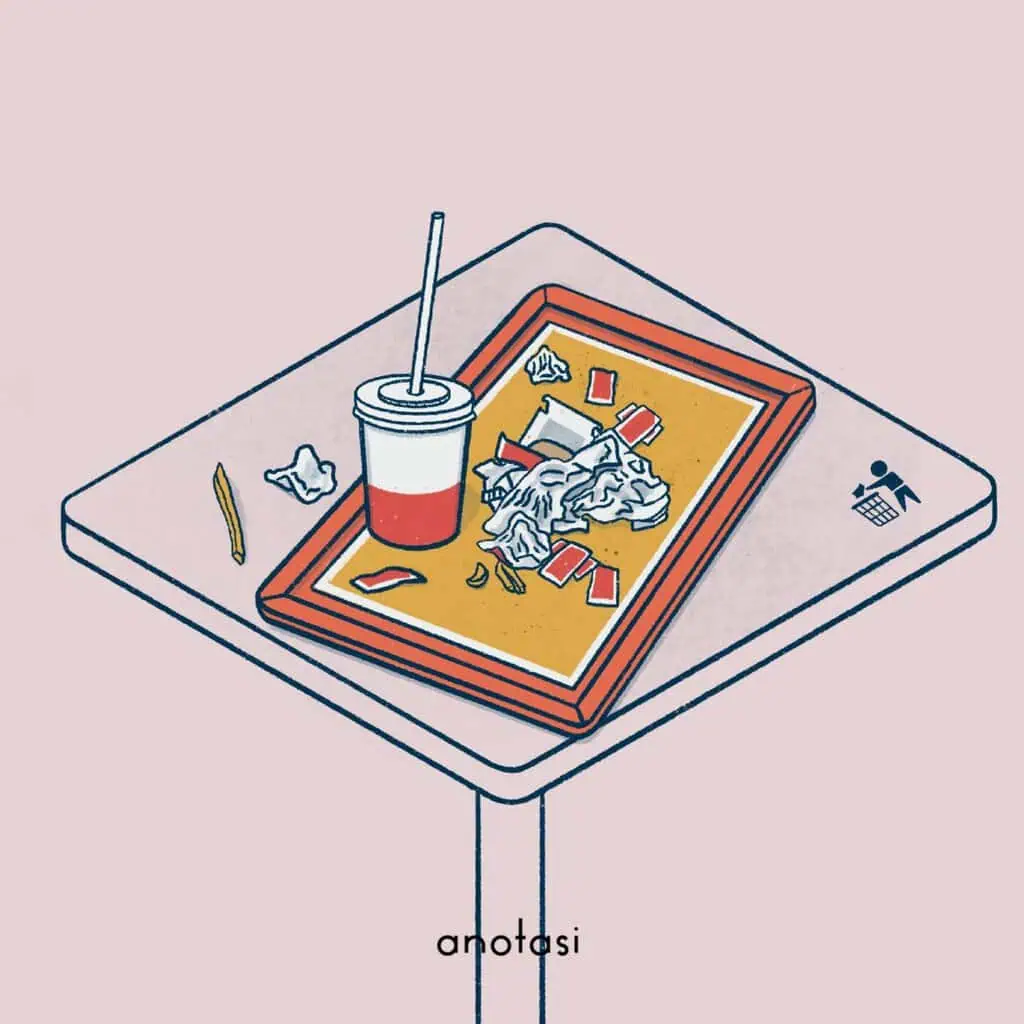 Ilustrasi meninggalkan restoran self-service tanpa dibereskan