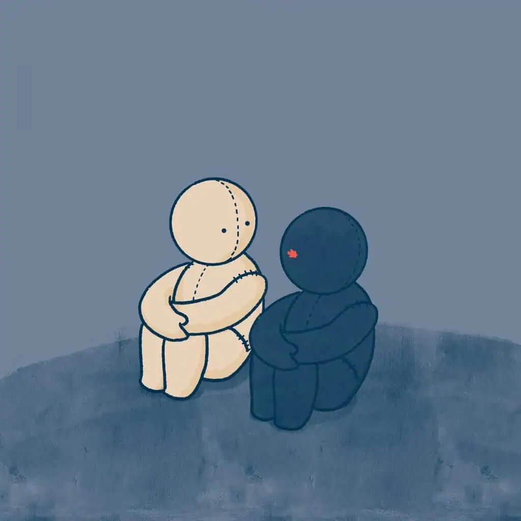 Ilustrasi seseorang yang berbicara dengan bayangan