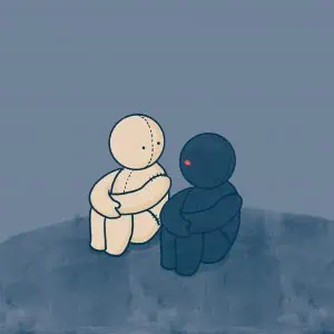 Ilustrasi seseorang yang berbicara dengan bayangan