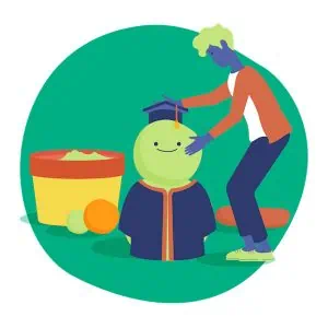 Ilustrasi seorang memakai toga