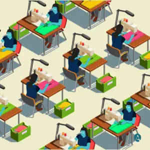 Ilustrasi buruh-buruh garmen