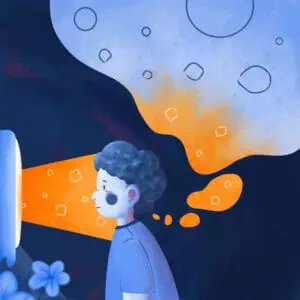 Seseorang yang menonton televisi