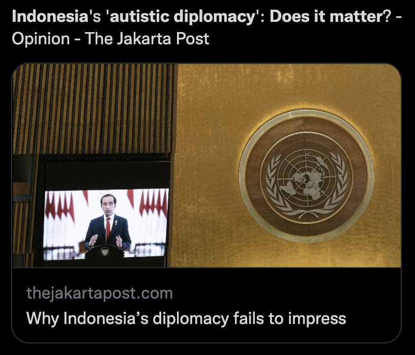 Artikel di jakarta post tentan autistic diplomacy
