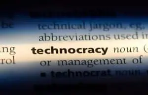 Kamus menyorot kata "technocracy"
