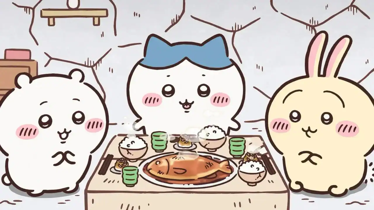 chikawa dan teman-temannya sedang makan siang